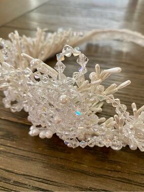 Vintage Women's Wedding Tiara White Faux Crystals Pearls Headpiece Bridal 90's